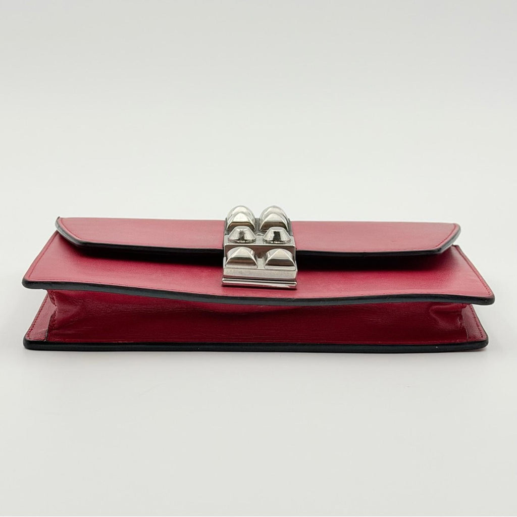 Prada City Calf Leather Elektra Wallet On Chain – Red