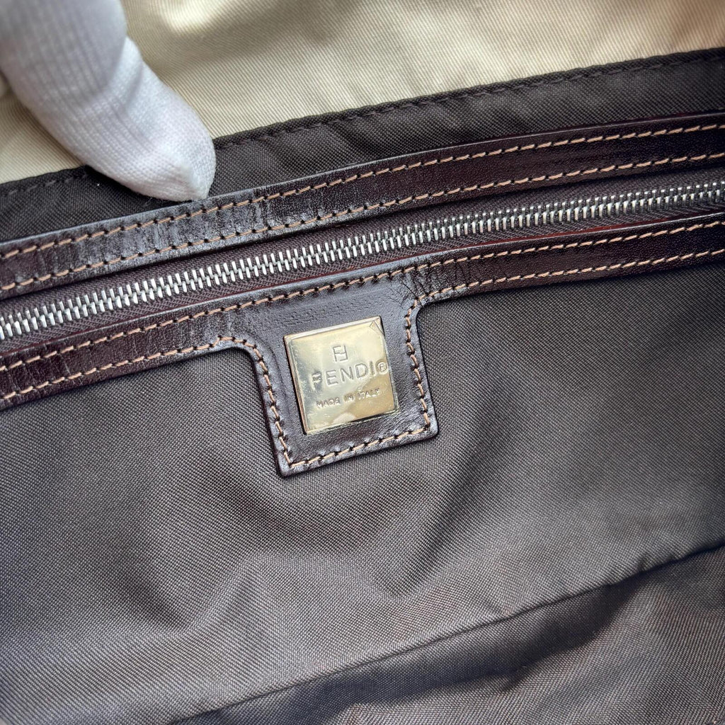 Fendi Mama Forever Beige Canvas and Leather Shoulder Bag