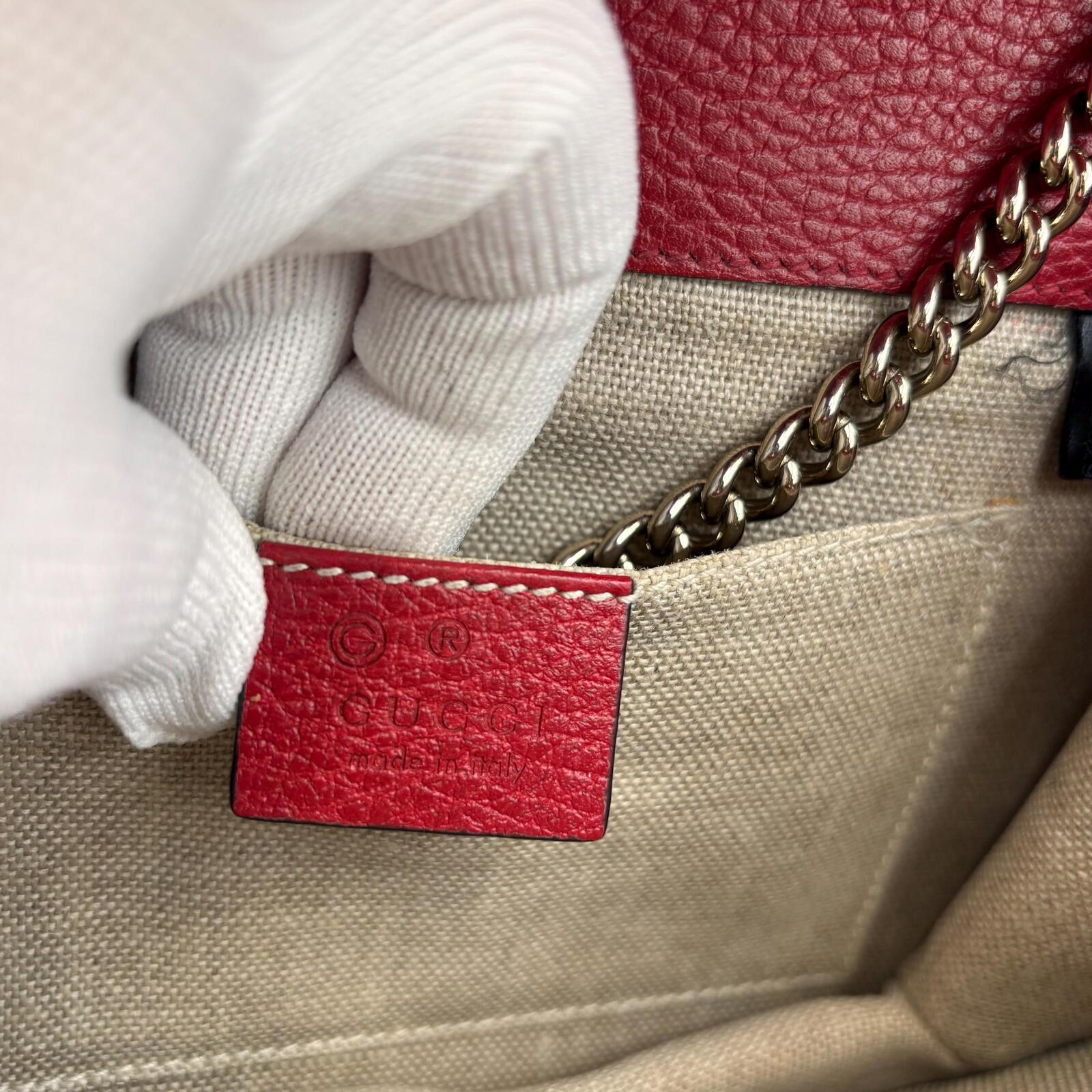 Gucci Interlocking GG Red Leather Chain Crossbody Bag