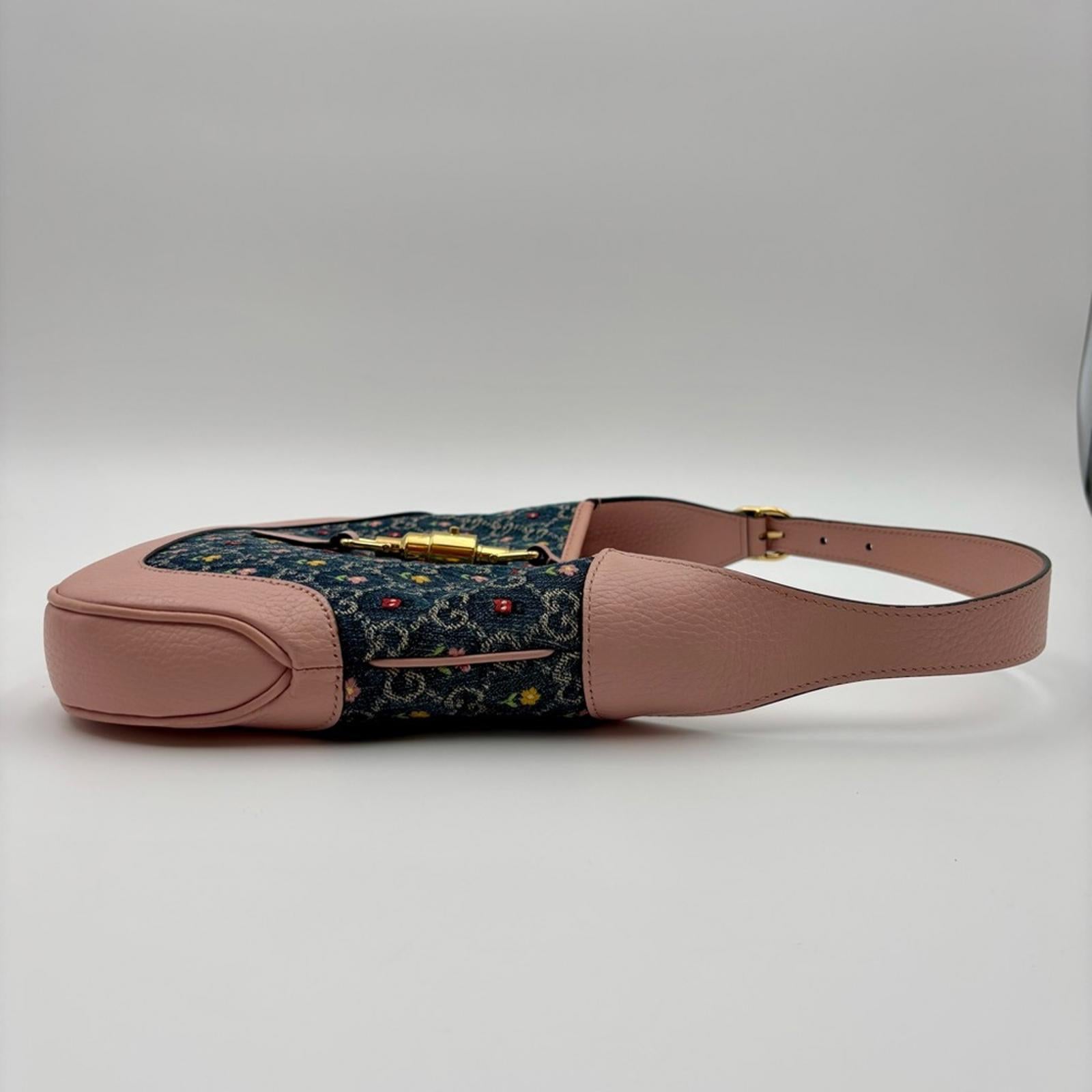 Gucci Jackie 1961 GG Denim Floral Shoulder Bag LimitedEditio