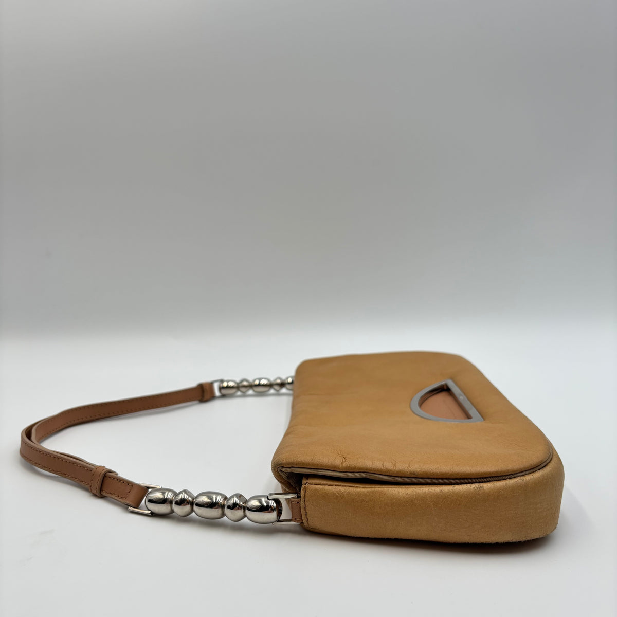Christian Dior Malice Pearl Tan Leather Shoulder Bag by John Galliano 2000
