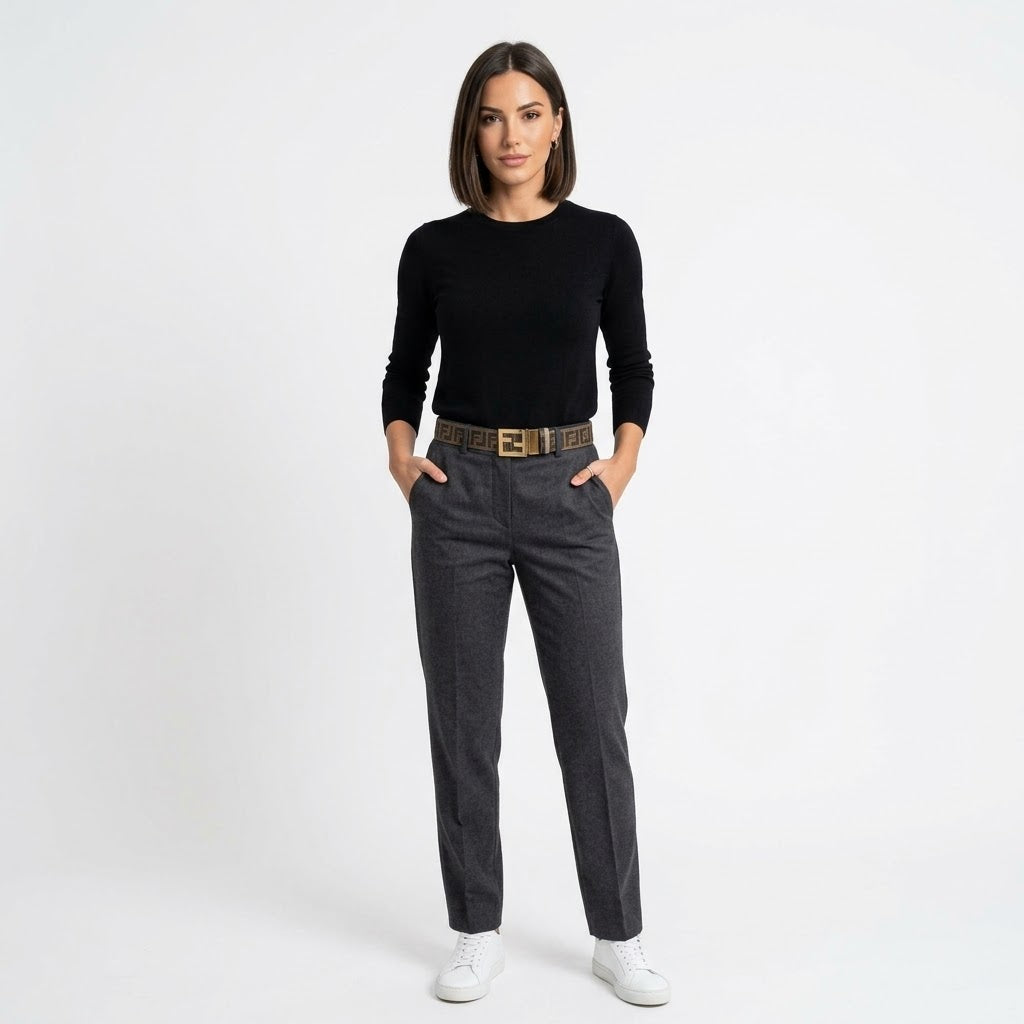 Fendi Zucca FF Monogram Belt with Gold-Tone FF Buckle