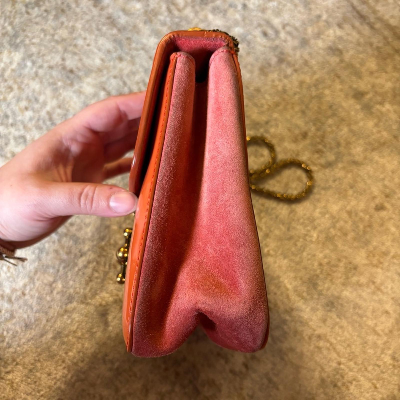 Chloé Vintage Patent Leather Chain Shoulder Bag – Orange