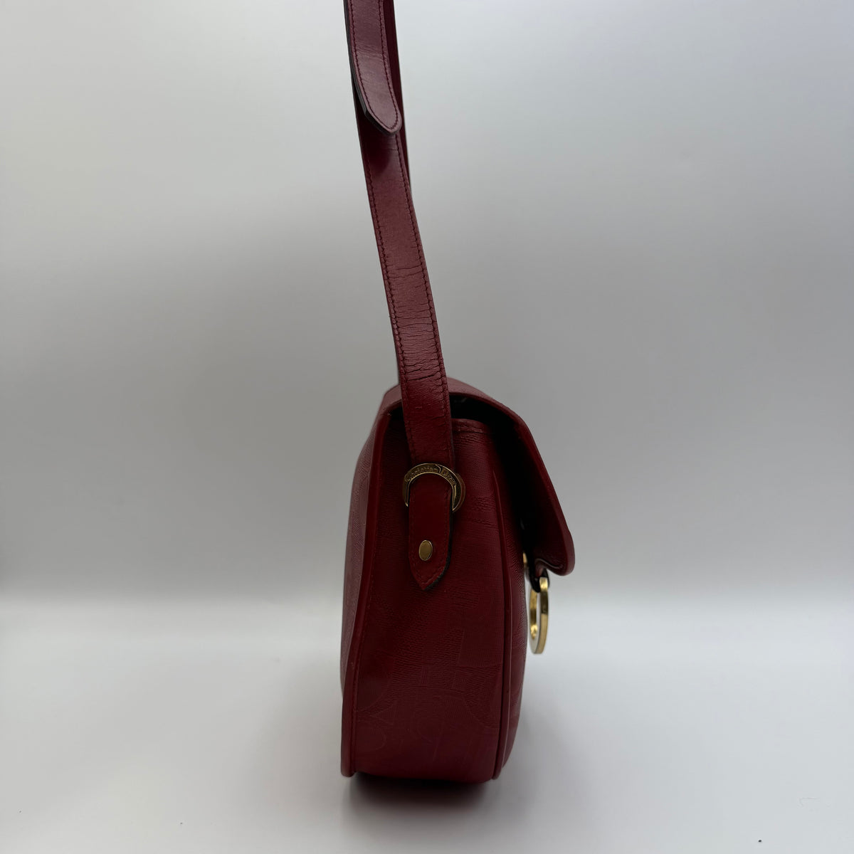Christian Dior Vintage Burgundy Trotter Monogram Shoulder Bag
