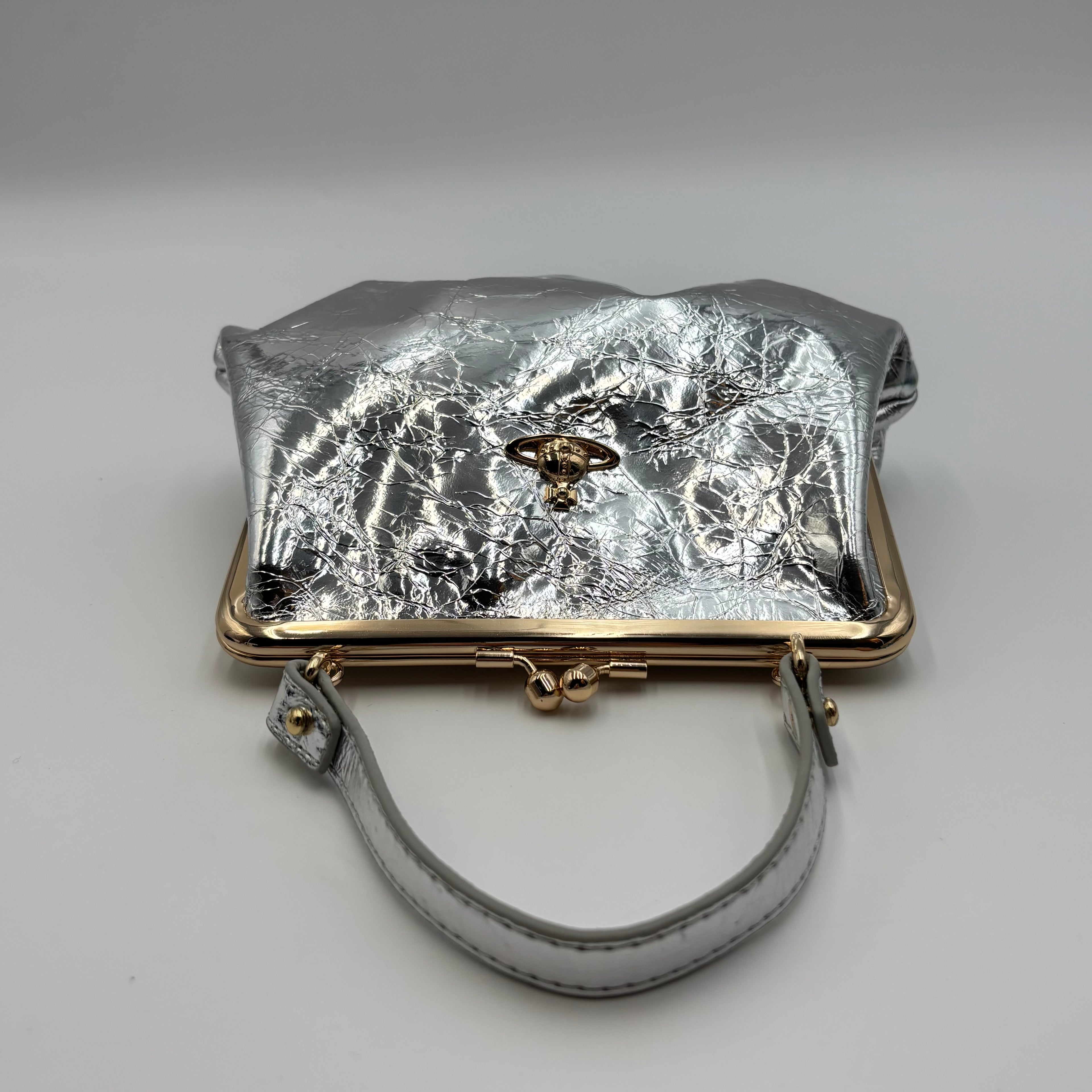Vivienne Westwood Metallic Silver Granny Frame Bag