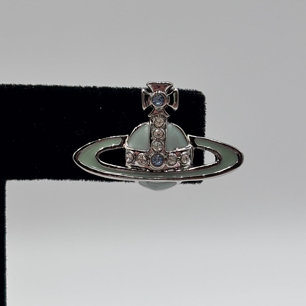 Vivienne Westwood Silver-Tone Pale Aqua Crystal Orb Stud Earrings