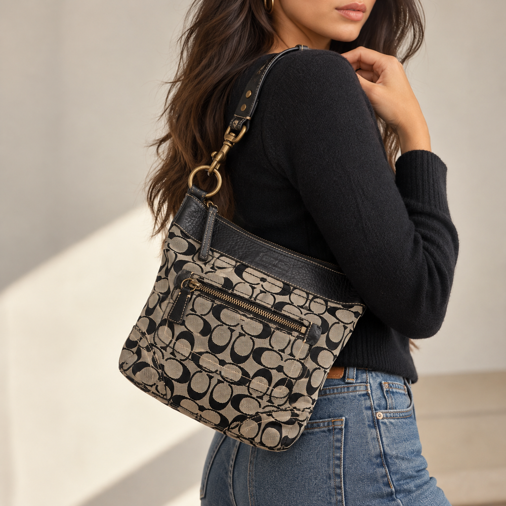 Coach Signature Jacquard Duffle Crossbody Bag, circa 2007