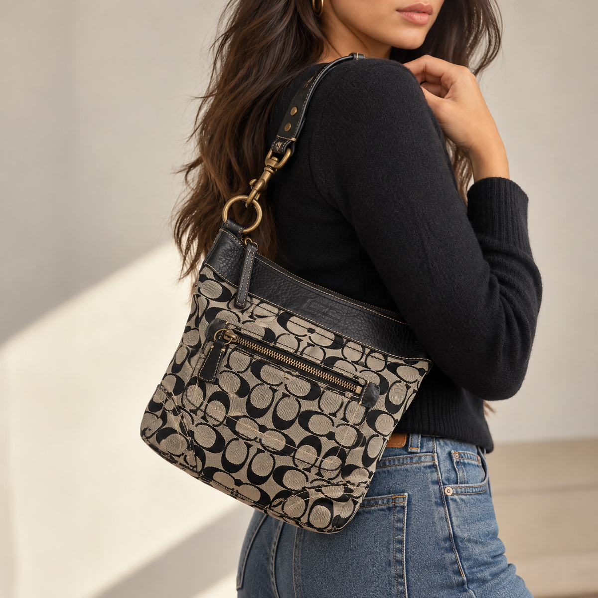 Coach Signature Jacquard Duffle Crossbody Bag, circa 2007