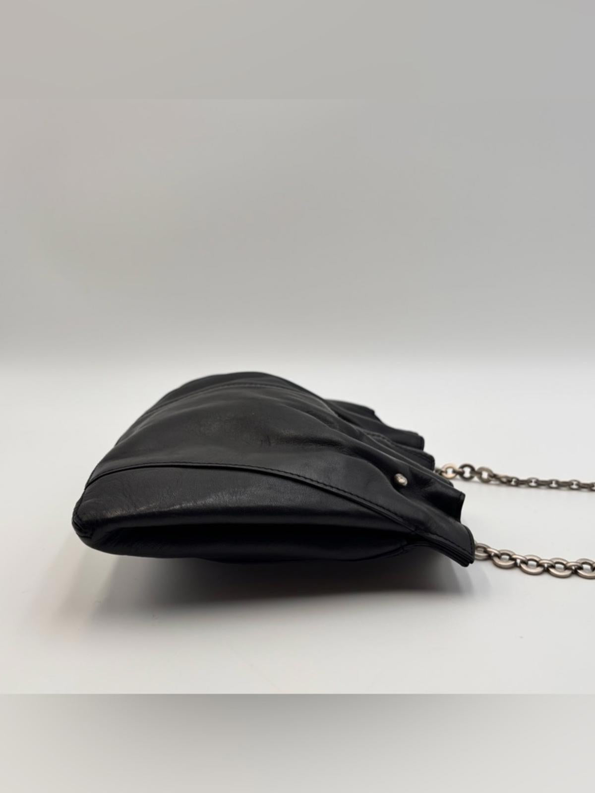 Salvatore Ferragamo Black Leather Chain Shoulder Bag