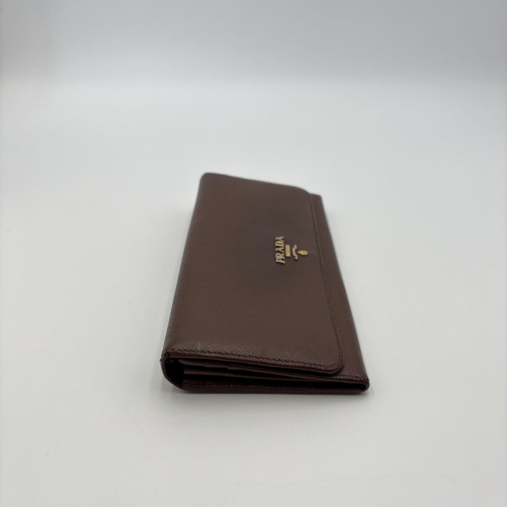 Prada Saffiano Leather Continental Wallet Brown
