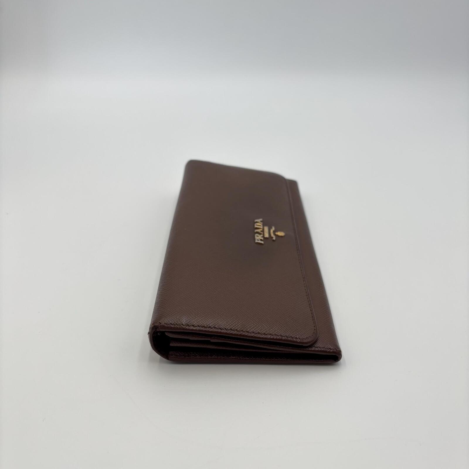 Prada Saffiano Leather Continental Wallet Brown