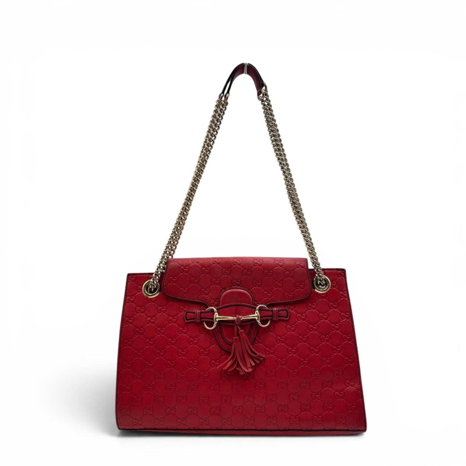 Gucci Emily Large Guccissima Horsebit Chain Shoulder Bag