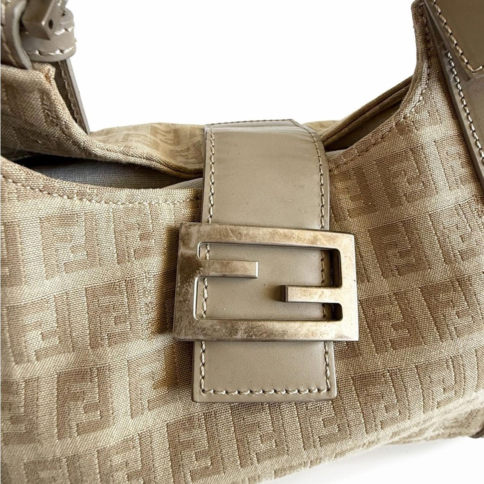 Fendi Beige Zucchino Canvas Shoulder Bag