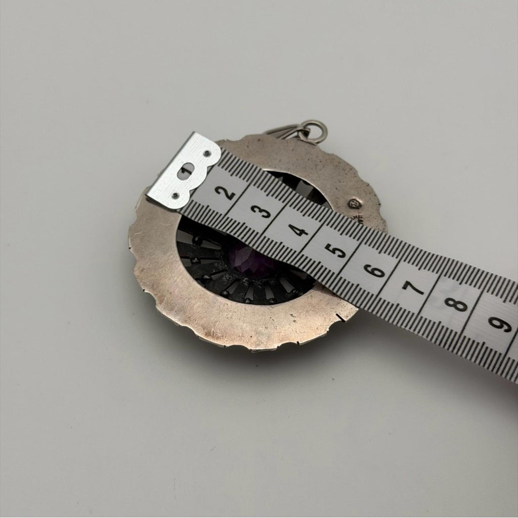 Vintage Sterling Silver Amethyst Sunburst Pendant