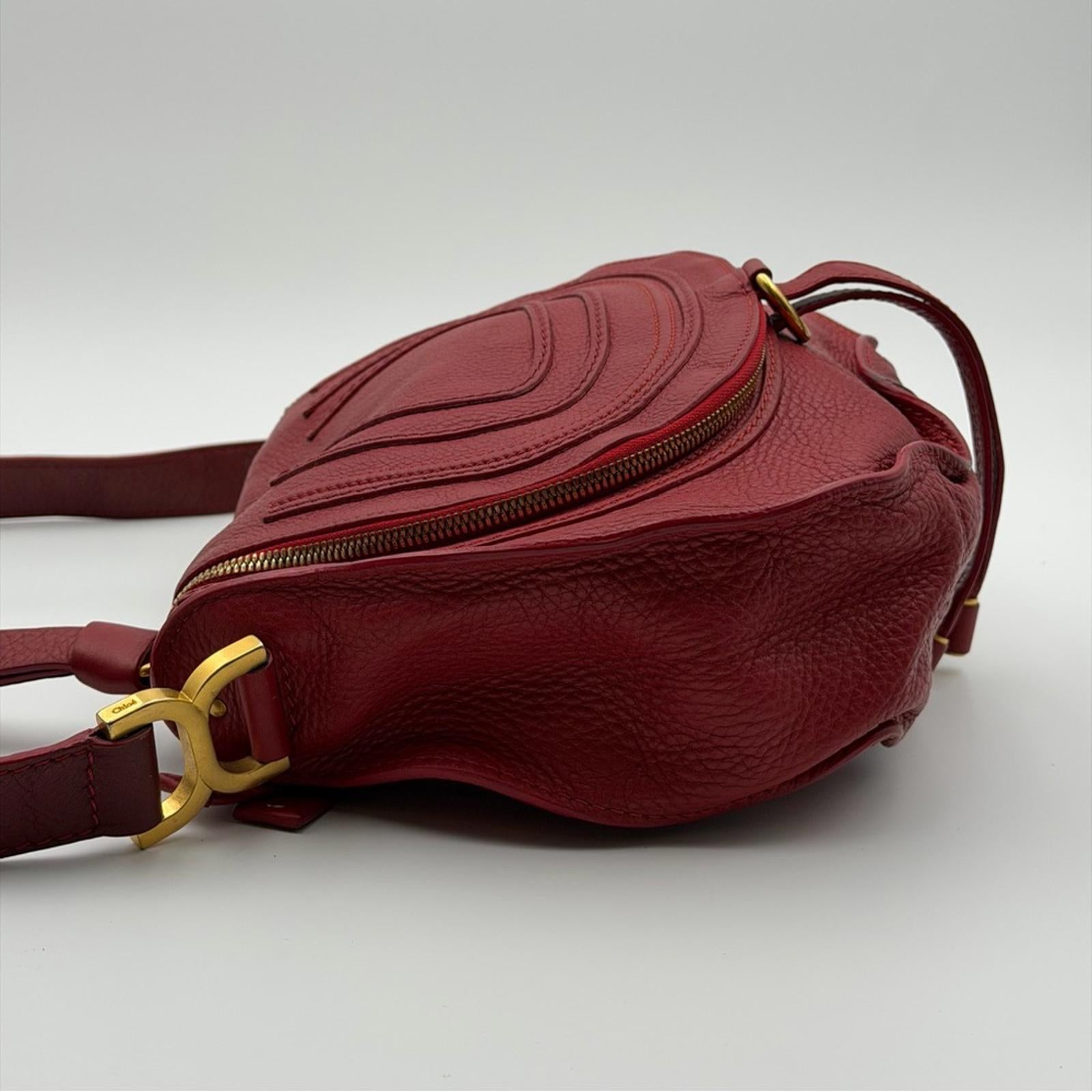 Chloé Marcie Leather Crossbody Bag – Red / Burgundy