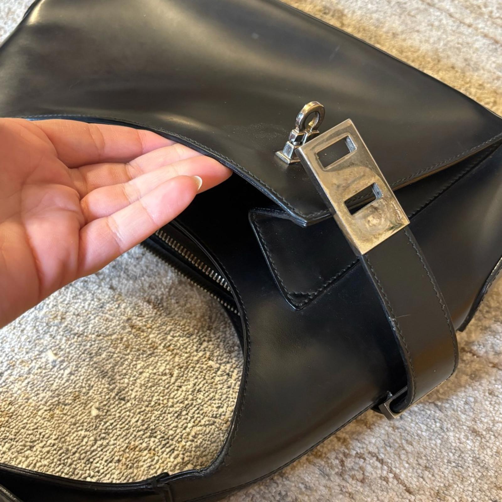Salvatore Ferragamo Vintage Black Leather Shoulder Bag