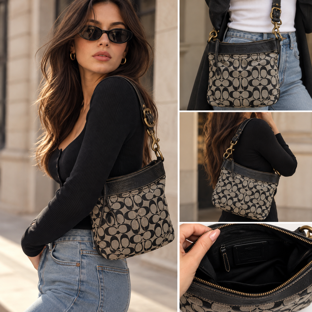 Coach Signature Jacquard Duffle Crossbody Bag, circa 2007