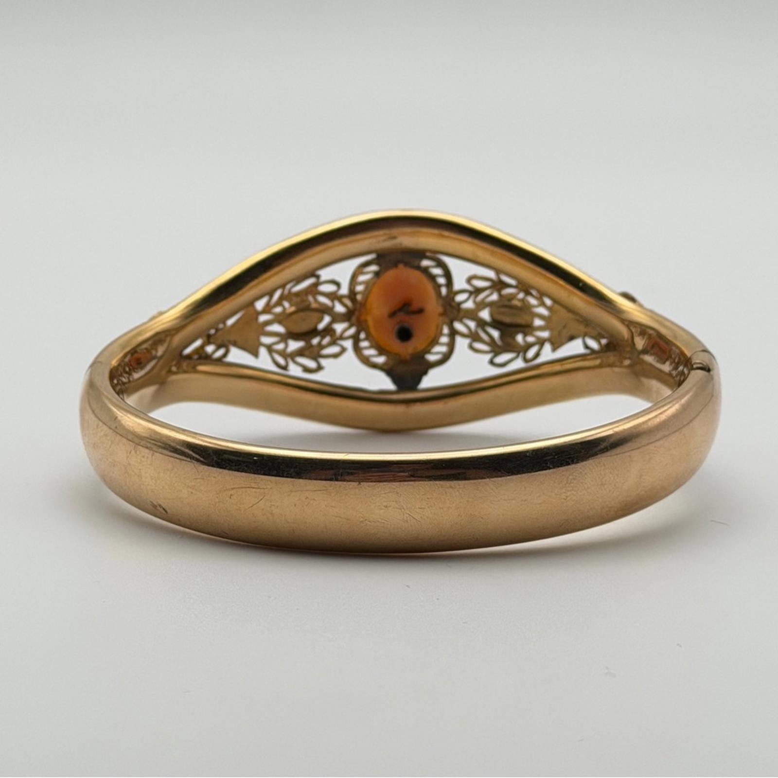 Antique-Style Cameo Cuff Bracelet – Gold Tone