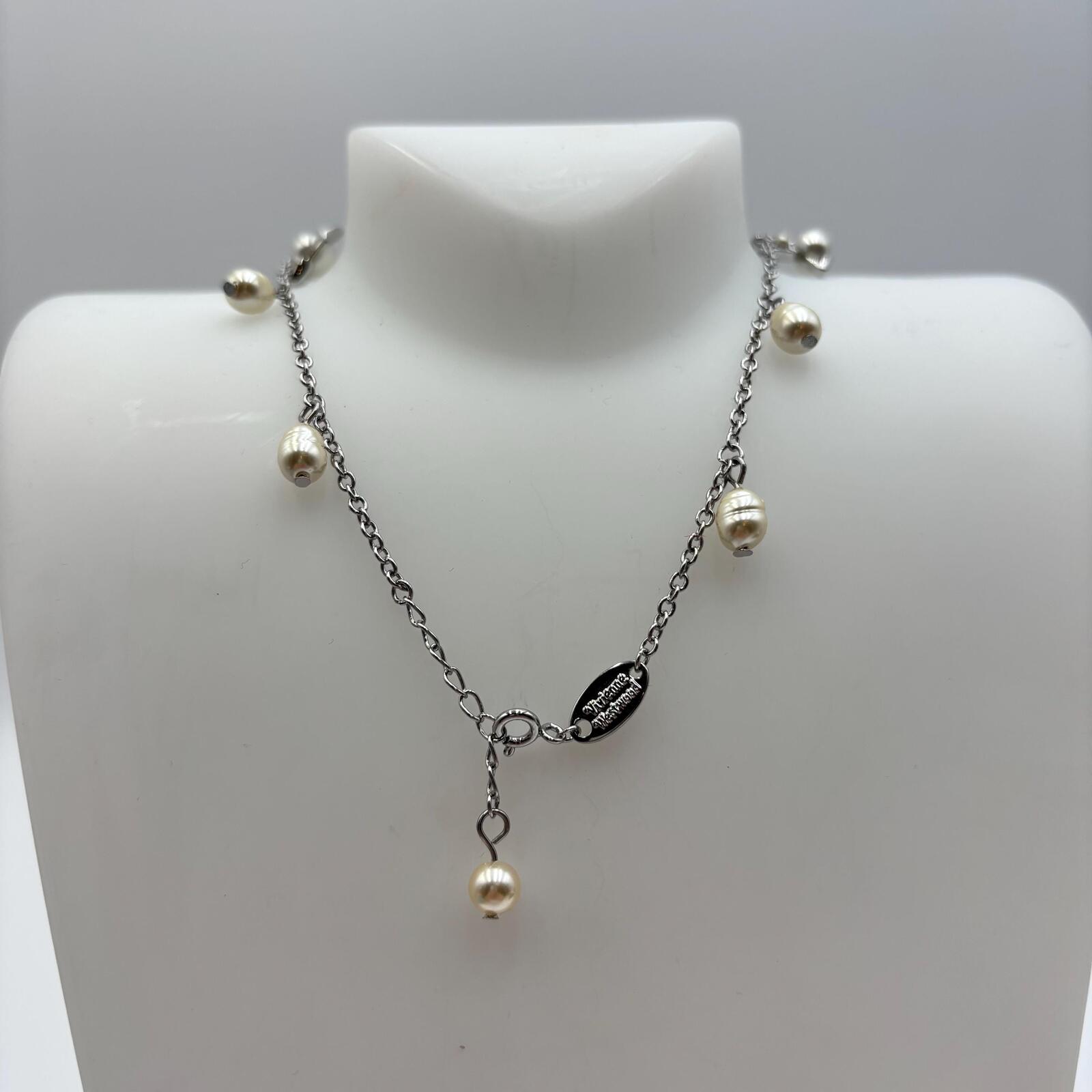 Vivienne Westwood Emiliana Pearl Orb Necklace Platinum Cream Rose Pearl