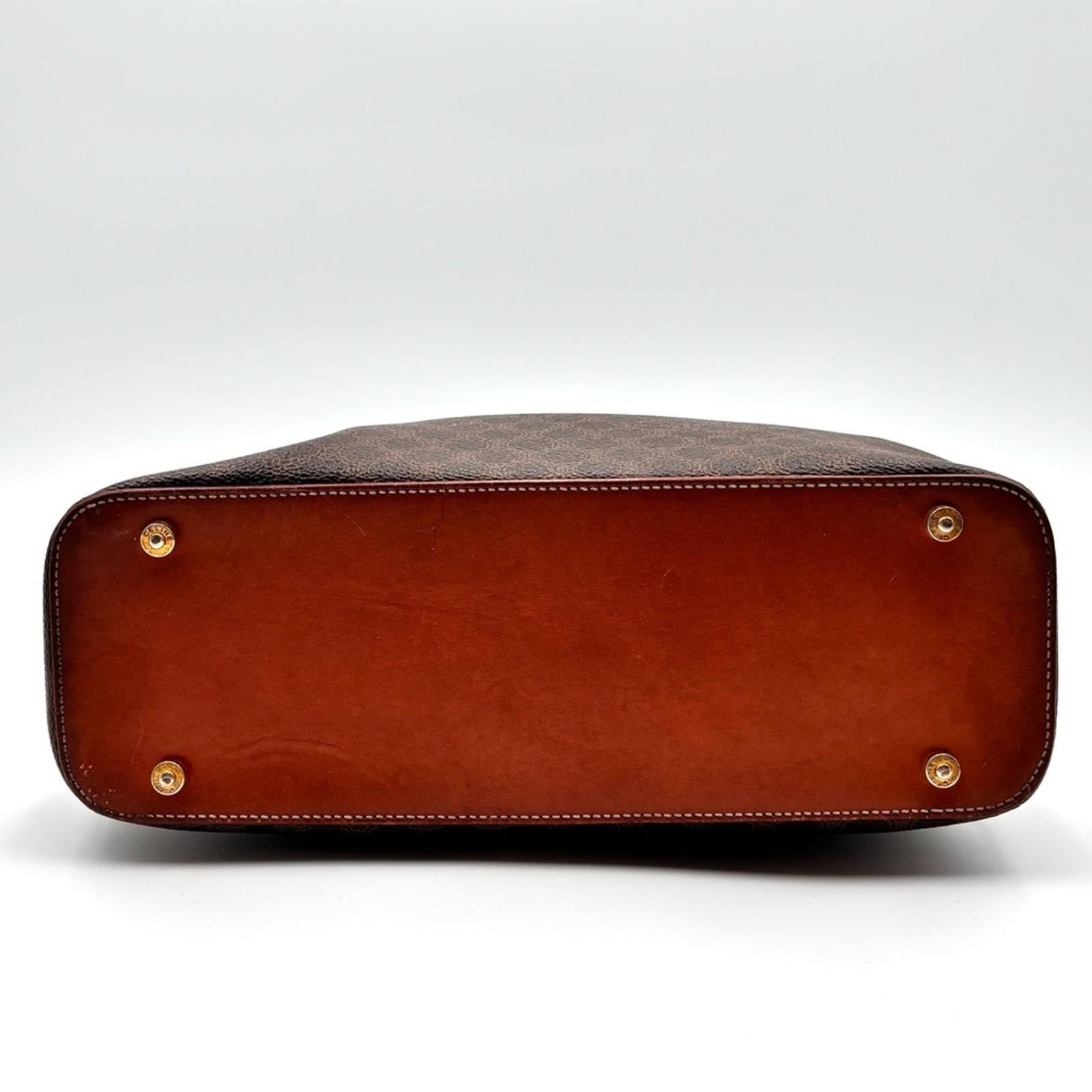 Celine Macadam Monogram Dome Handbag Brown Leather TopHandle