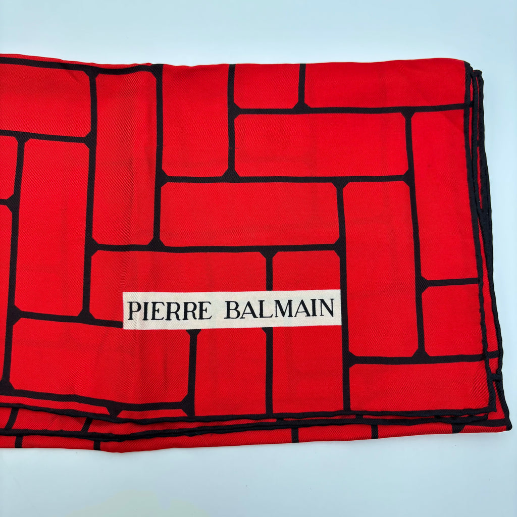 Pierre Balmain Red Geometric Scarf