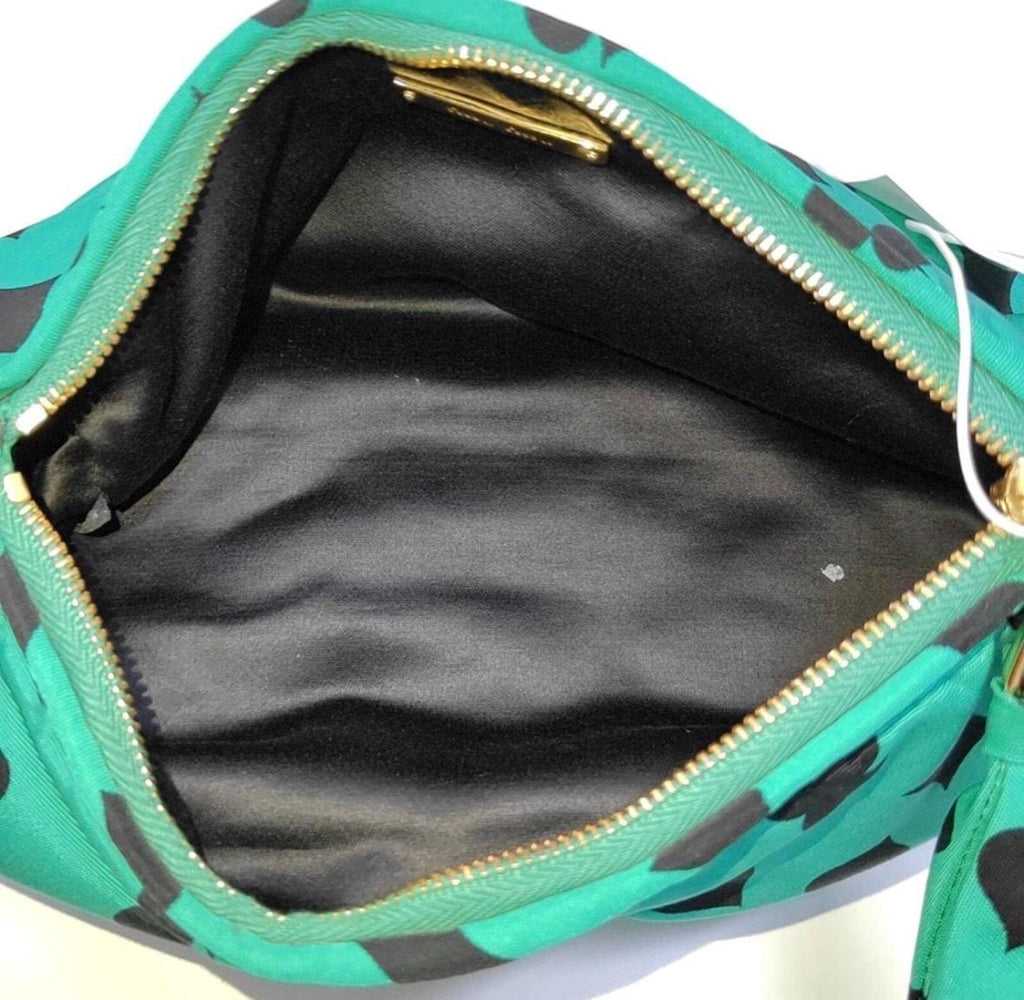 Miu Miu Green Playing Card Print Gathered Clutch Shoulder Bag