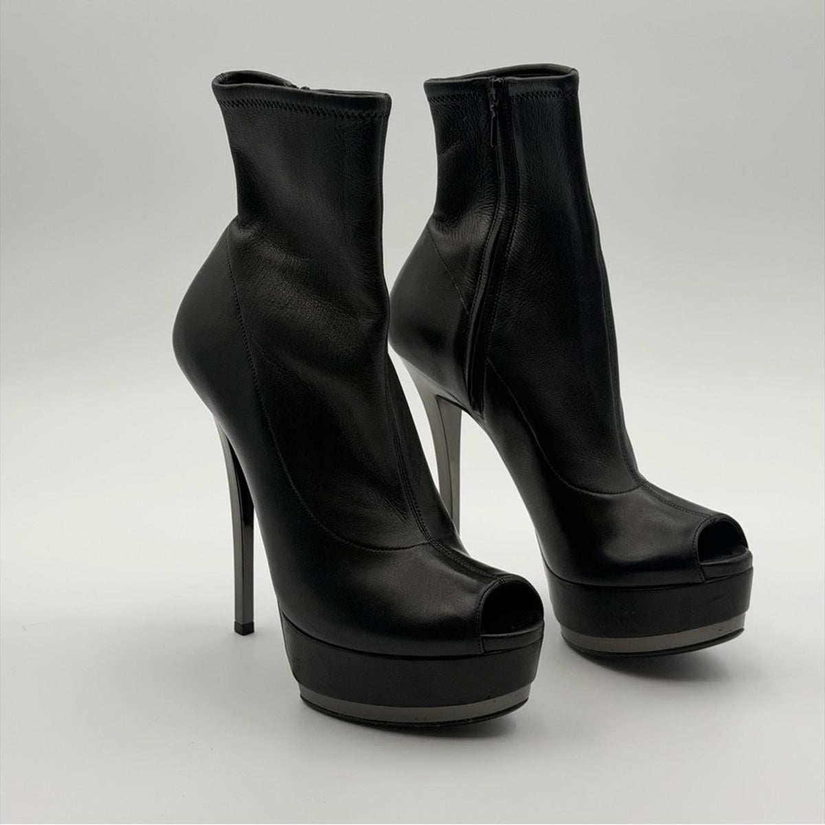 Gucci Black Peep Toe Platform Ankle Booties