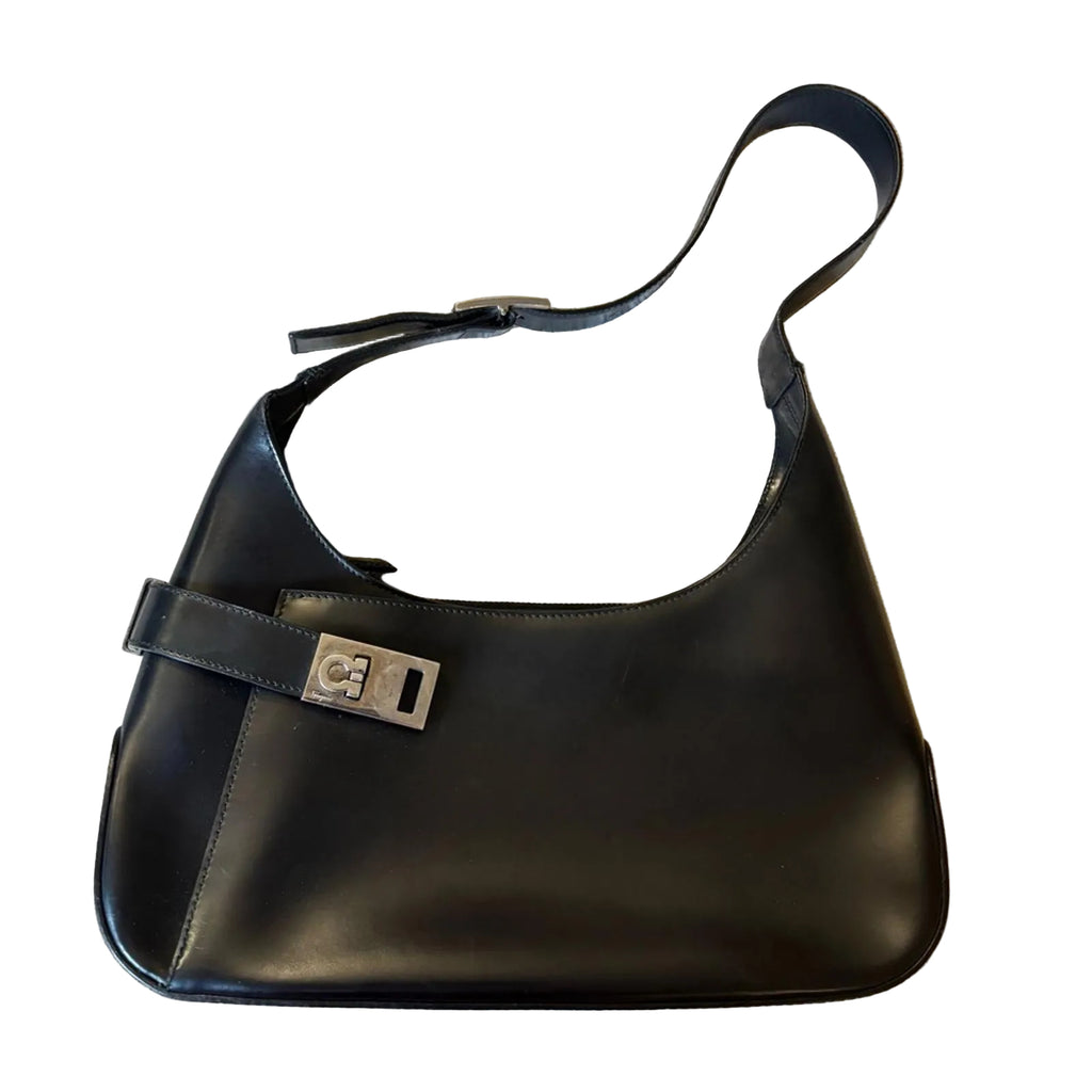 Salvatore Ferragamo Vintage Black Leather Shoulder Bag