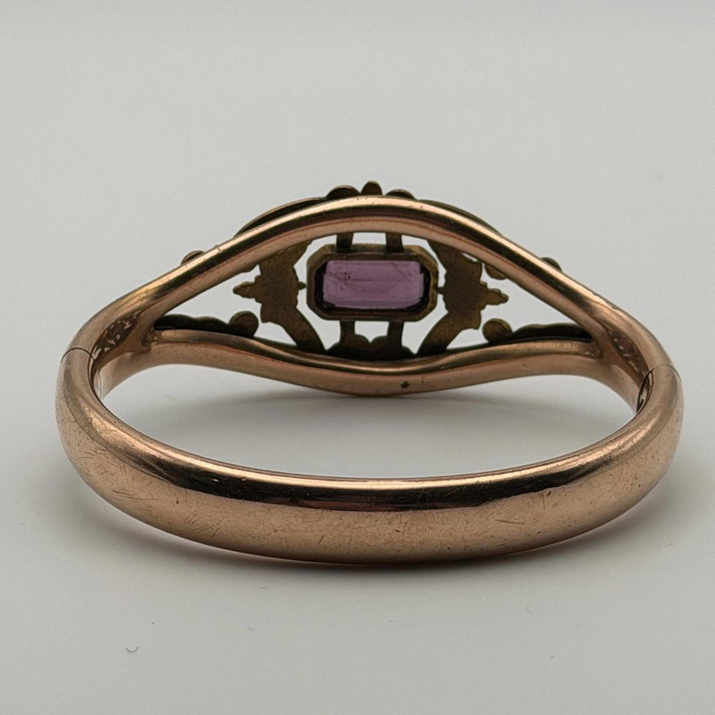 Antique Victorian Style Amethyst Bangle Bracelet – Gold Tone