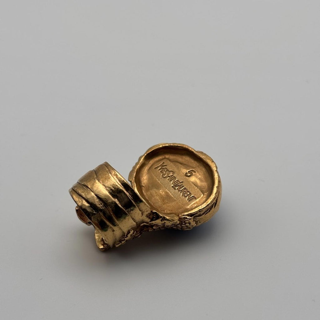 YVES SAINT LAURENT VINTAGE GOLD-PLATED SCULPTURAL STATEMENT RING