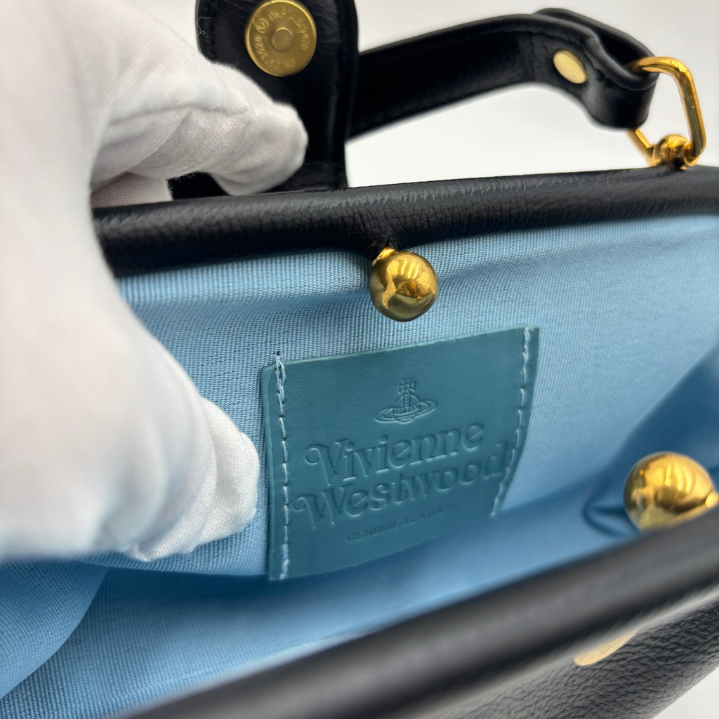 Vivienne Westwood Abbey Leather Cross-Body Bag in Black