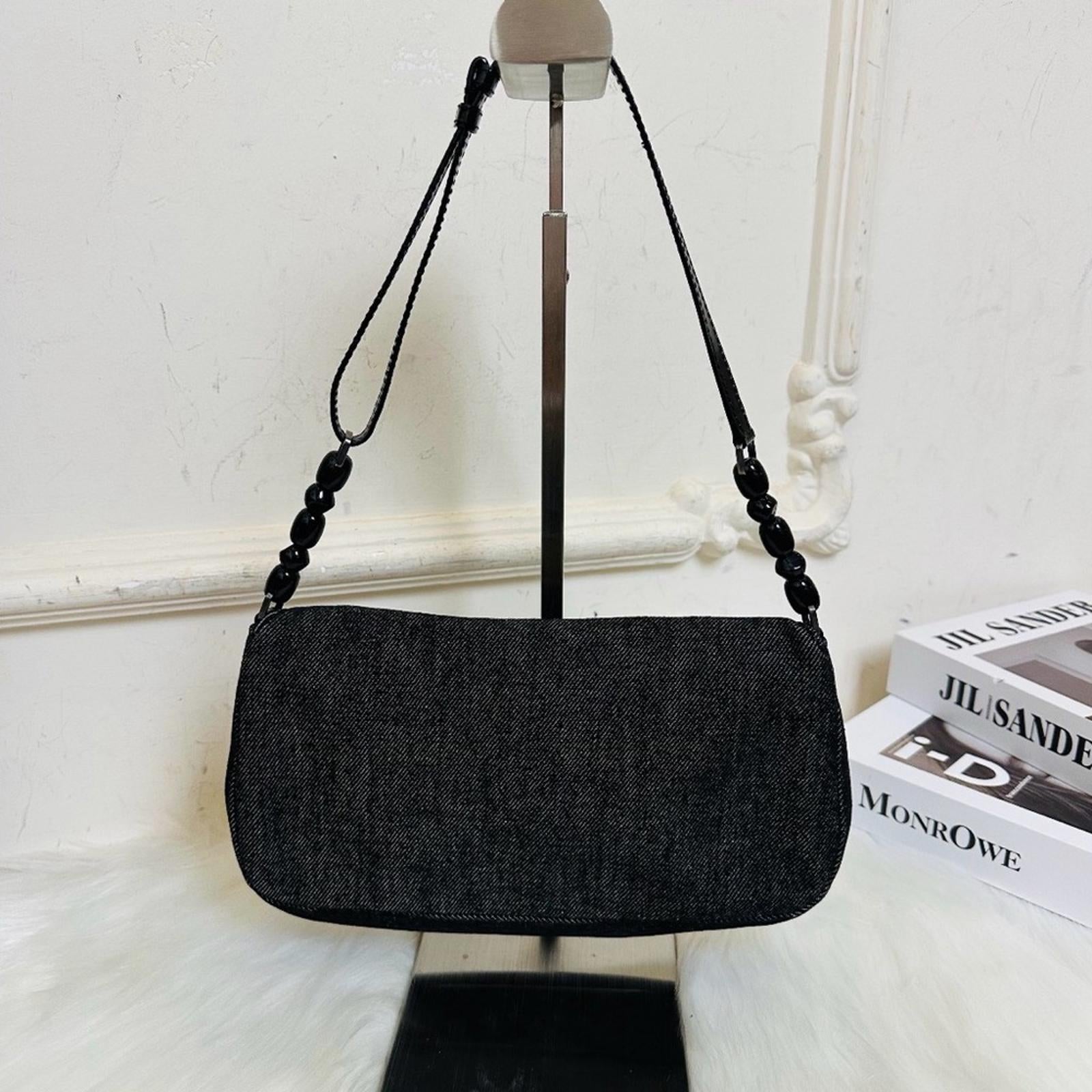 Christian Dior Malice Black Denim Shoulder Bag