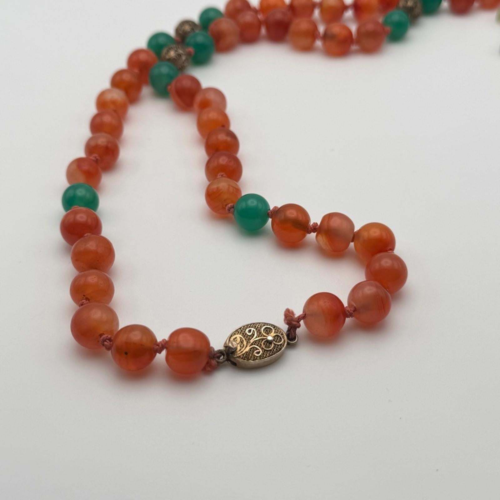 Vintage Chinese Good Fortune Jade Talisman Necklace