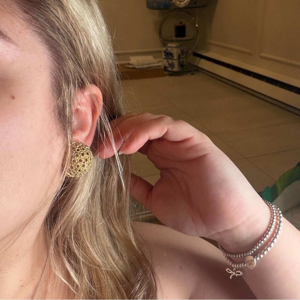 CHRISTIAN DIOR VINTAGE GOLD-PLATED TEXTURED DOME CLIP EARRINGS