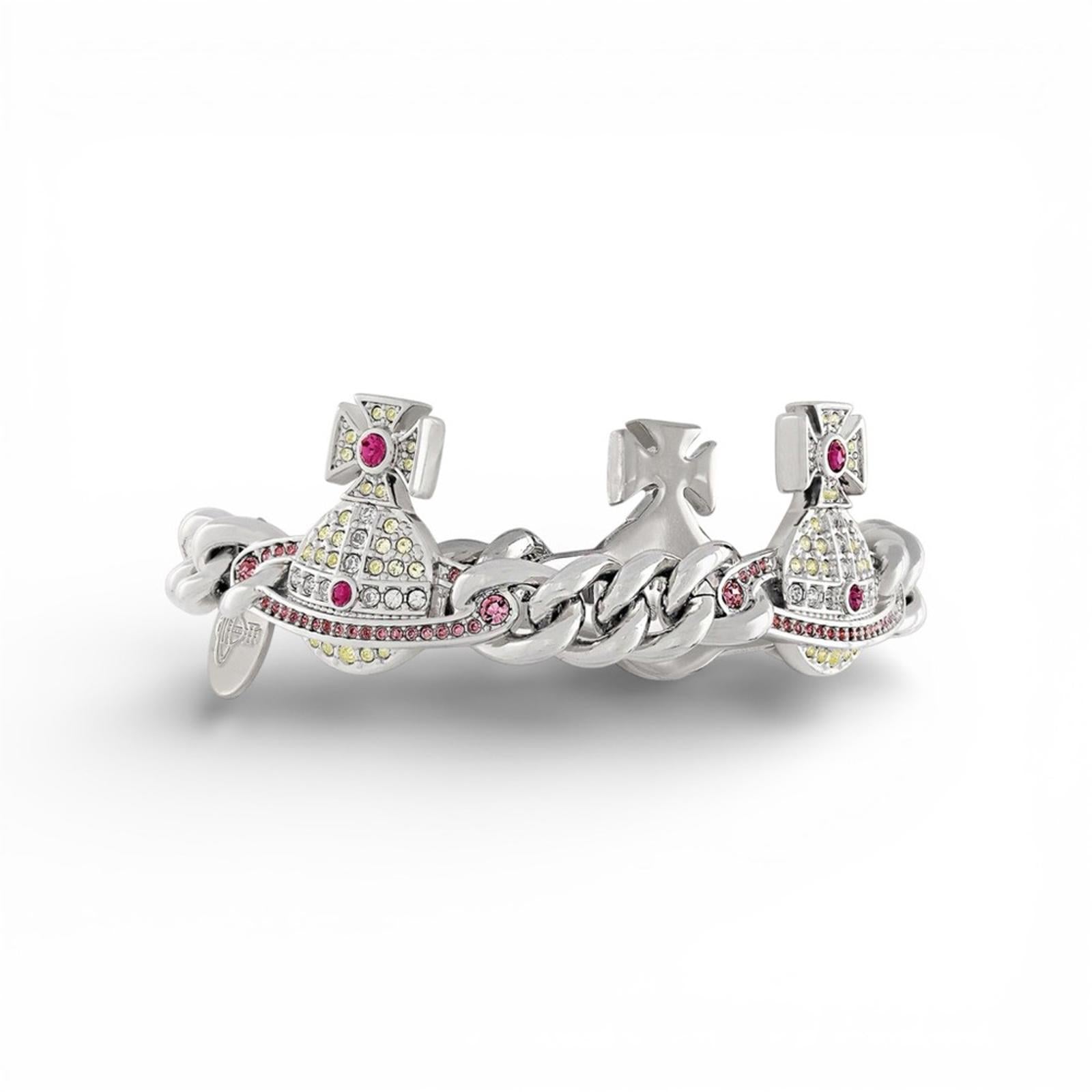 Vivienne Westwood Kika Saturn Orb Crystal Chain Bracelet