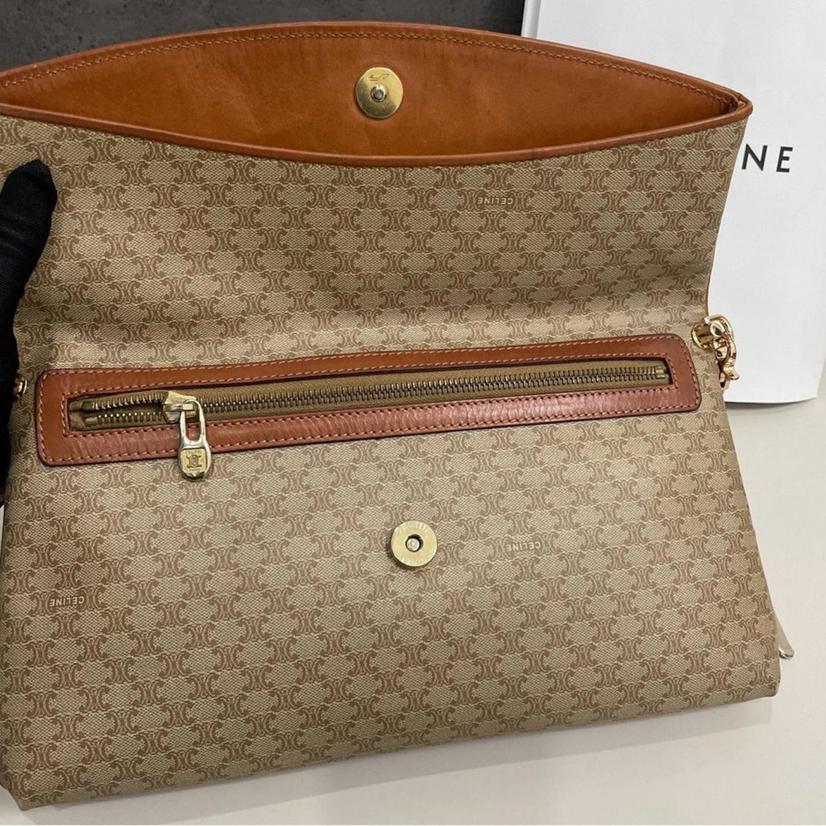 Celine Vintage Macadam Canvas Flap Shoulder Bag