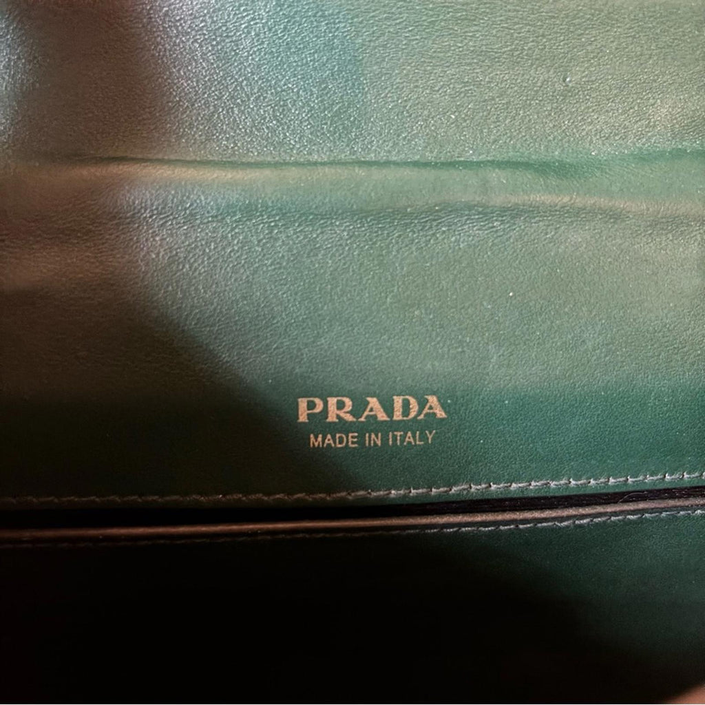 Prada Cahier Style Leather Bag – Green & Black