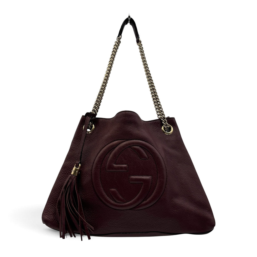 Gucci Soho Interlocking G Leather Chain Tote in Bordeaux