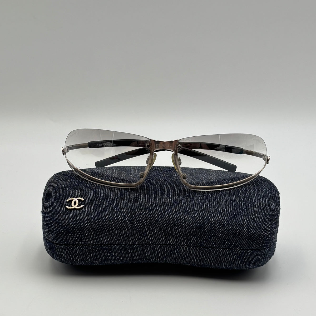 Chanel 4060 C.194/6I Rimless Gradient Shield Sunglasses 2000s