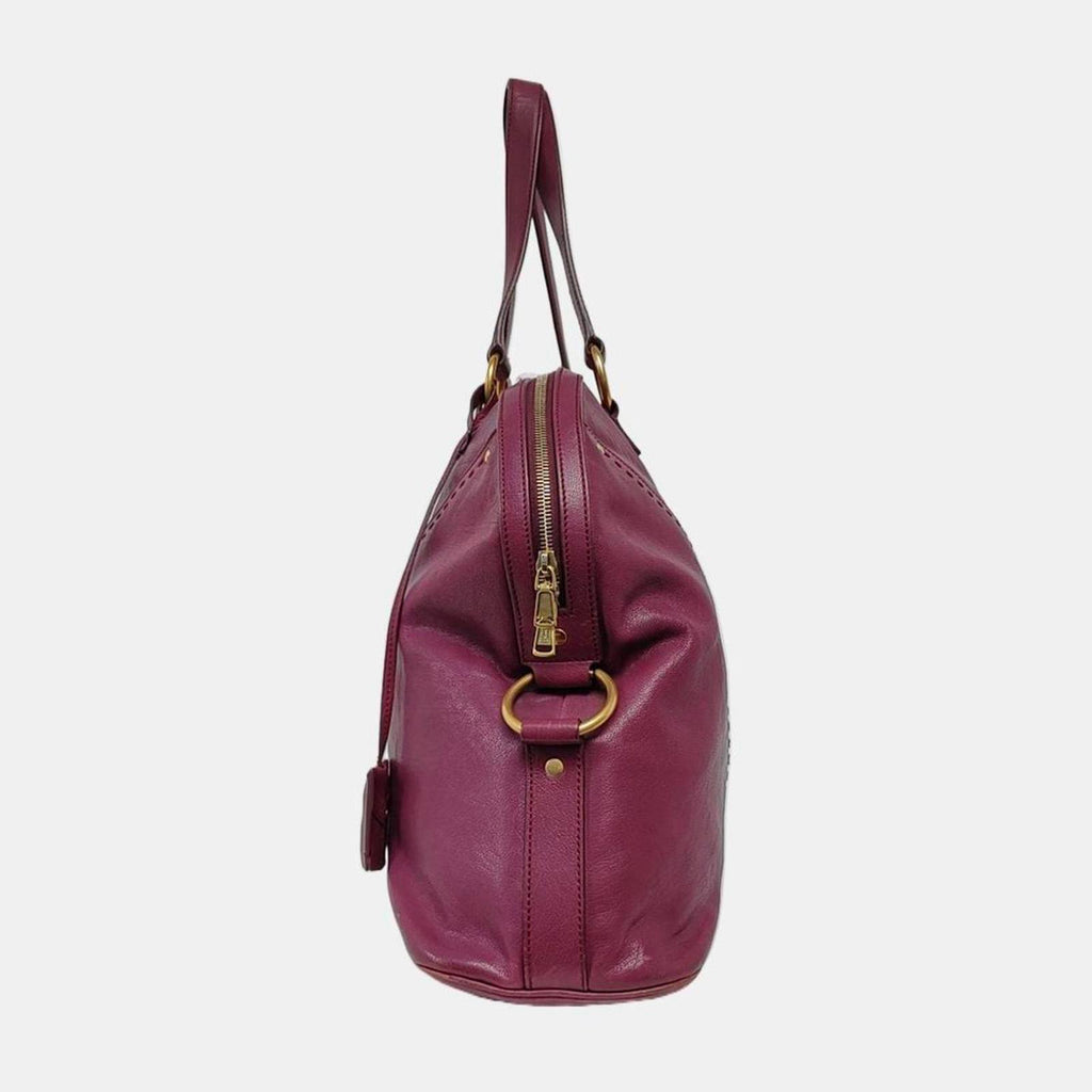 Yves Saint Laurent Muse Leather Bowler Bag Magenta Gold Hardware