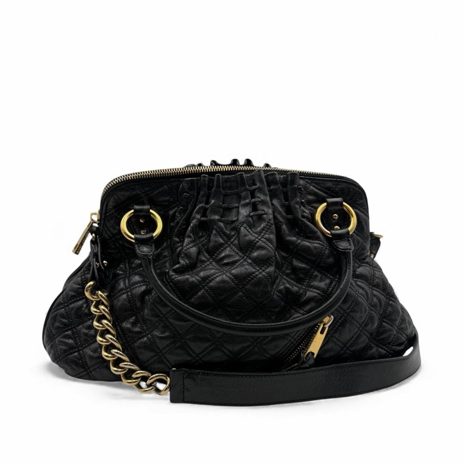 MARC JACOBS QUILTED LEATHER SHOULDER BAG – BLACK