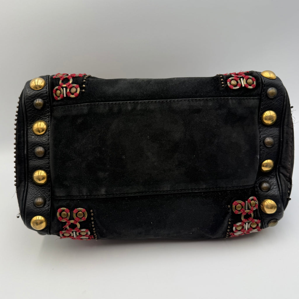 Gucci Babouska Embellished Black Suede Boston Bag by Frida Giannini – circa 2008
