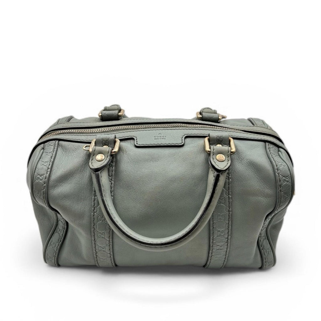 Gucci GG Embossed Leather Boston Bag Sage