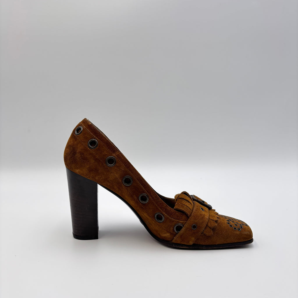 Dolce & Gabbana 90mm Suede Grommet Kiltie Pumps