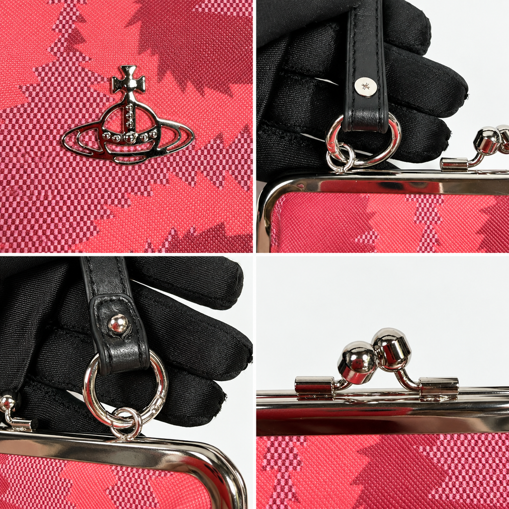 Vivienne Westwood Pink Tartan Vegan Granny Frame Bag. 2020s