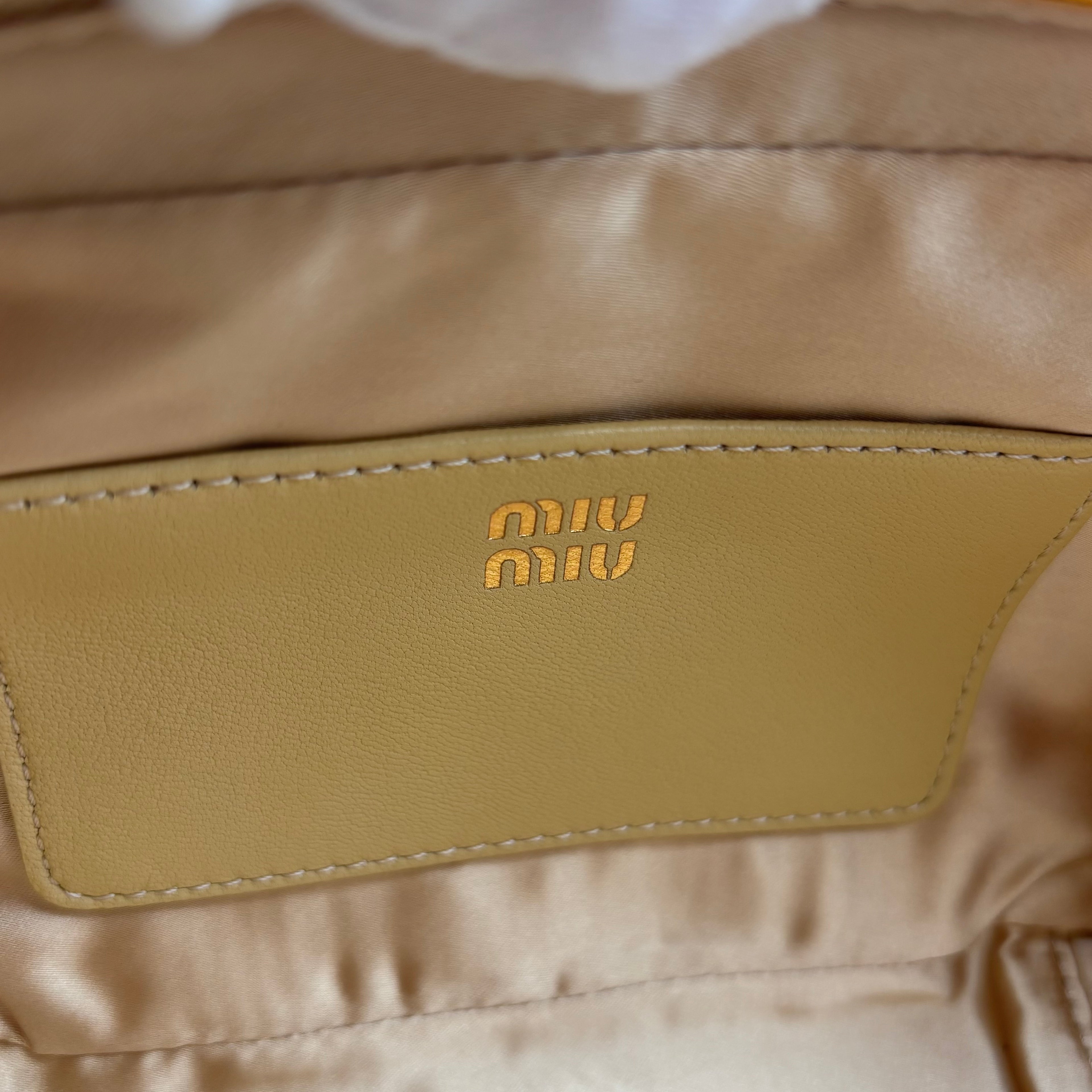 Miu Miu Arcadie Matelassé Nappa Leather Bag – Sand Beige