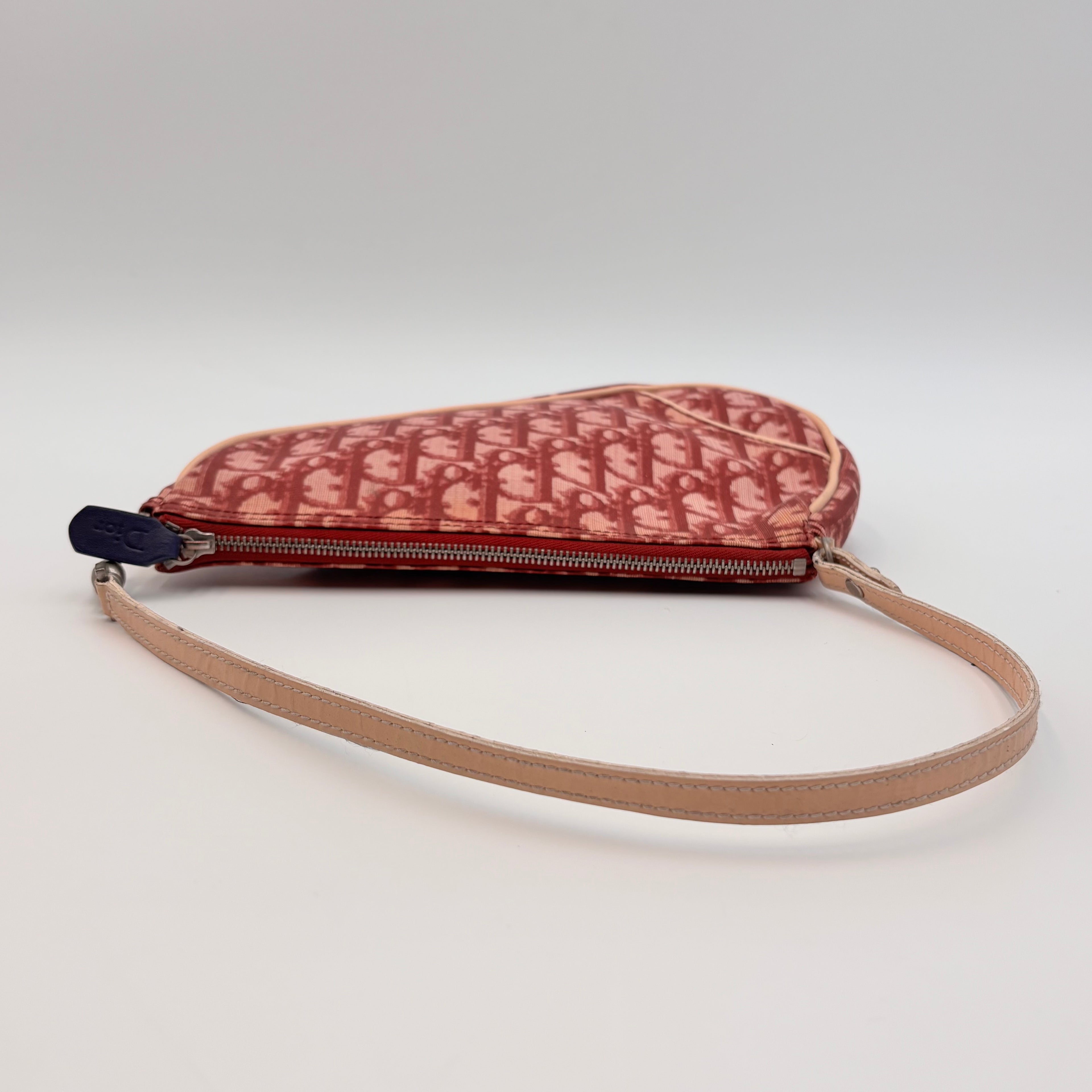 Christian Dior Red Oblique Saddle Pochette Bag 2001