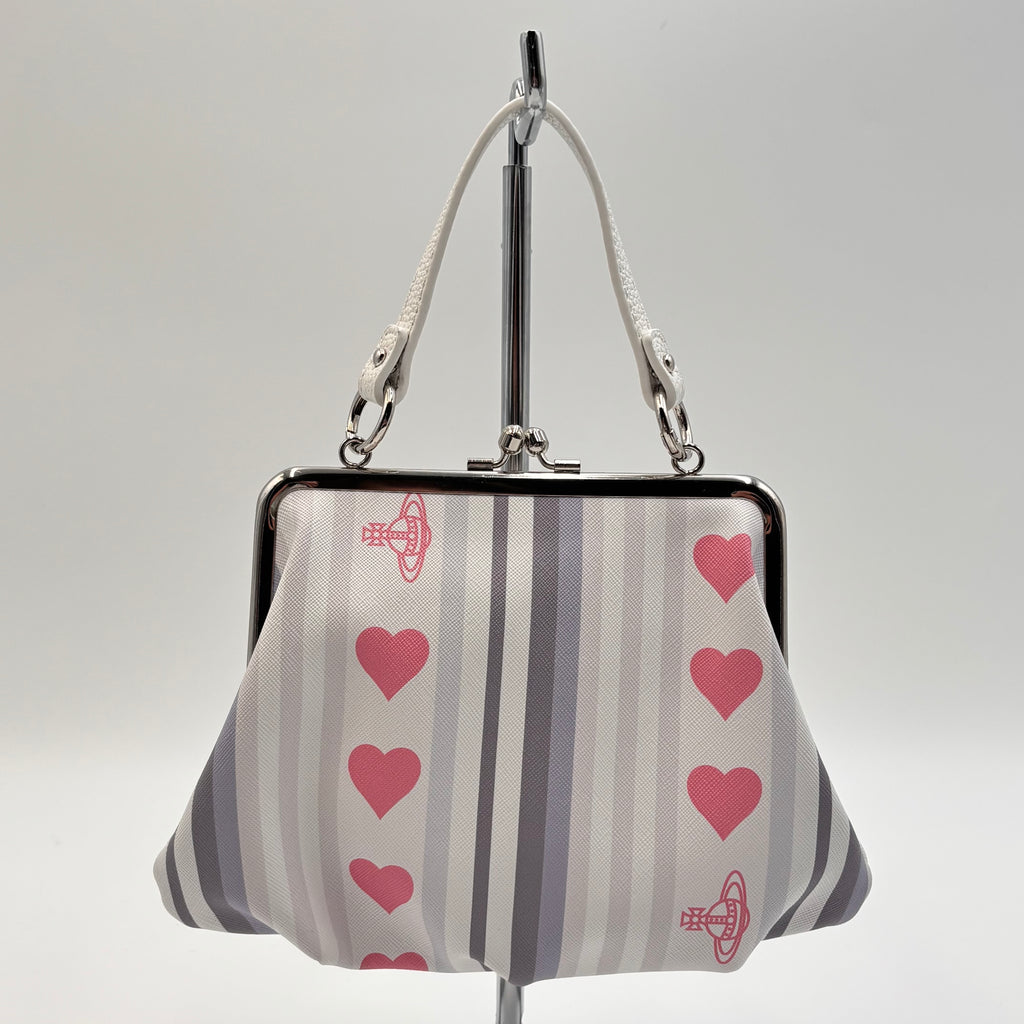 Vivienne Westwood Granny Frame Bag White Hearts Stripe Top Handle Crossbody