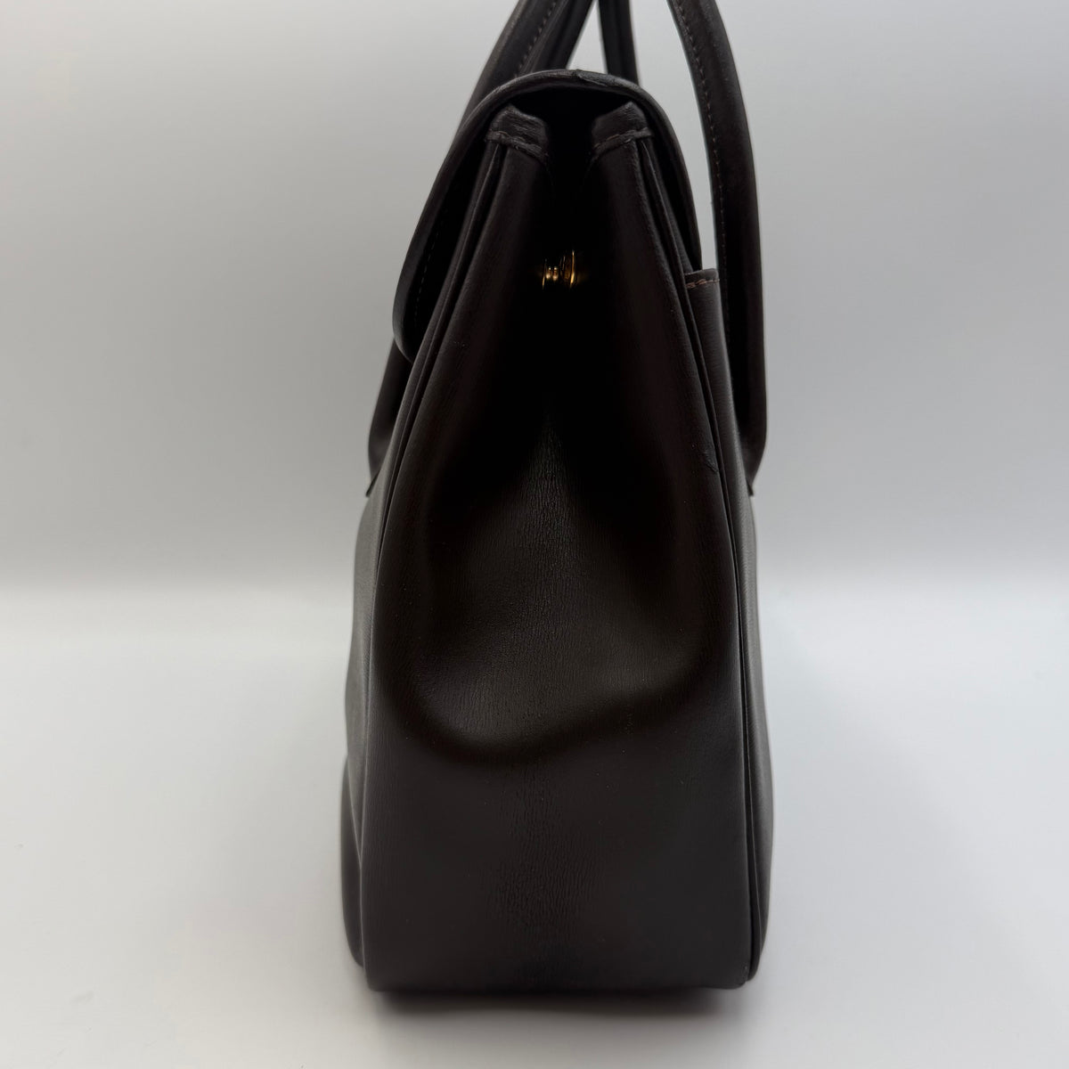 Longchamp Vintage Roseau Top Handle Satchel Bag Dark Brown Leather