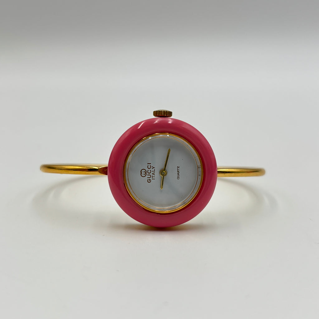 Gucci Vintage 11/12.2 Change Bezel Gold-Tone Bangle Watch Set 1990s